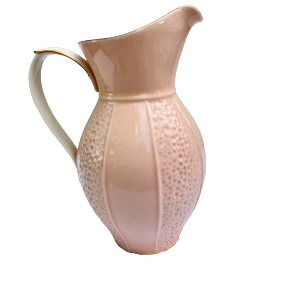 Vintage Lenox Pink Pitcher Winter Greetings w/24k 8” Made In USA Mint Condition - Picture 2 of 6